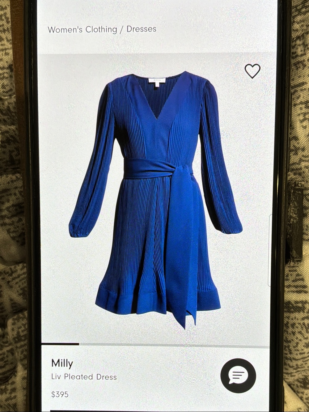 Milly Liv Navy Size 8 Pleated Long-Sleeve Wrap Dress Blue Lined Reg 395 NM Web